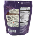 Sunridge Farms dark chocolate raisins in a clear bowl, showcasing glossy raisins coated with rich dark chocolate.