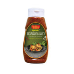 Waiwai Basil Stir-Fry Sauce 320g in jar, ready for cooking, with fresh basil and Asian ingredients in a dry grocery product.