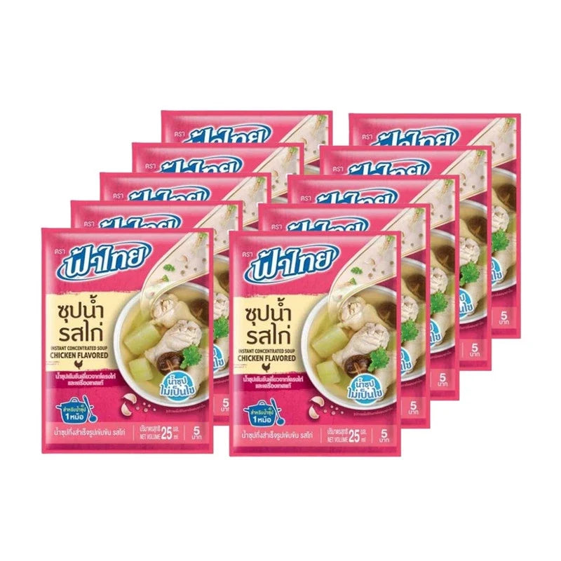 FATHAI Chicken Soup concentrate 25ml bottles, 120-pack, dry grocery product with clear bottles showing the liquid inside.