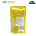 Fragata seasoned lemon pitted olives in 70g snack package, showcasing green olives with lemon seasoning.