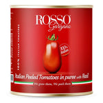 Canned Rosso Whole Peeled Tomatoes in 2.55kg bag, dry grocery product, showing ripe peeled tomatoes ready for cooking