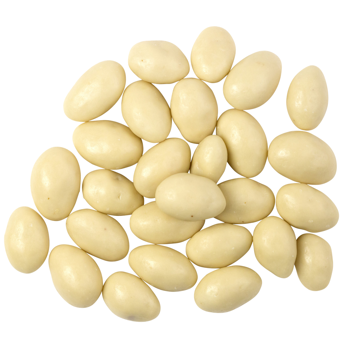 Sunridge Farms Yogurt Almonds, confectionery snack with creamy yogurt-coated almonds in a clear bowl.