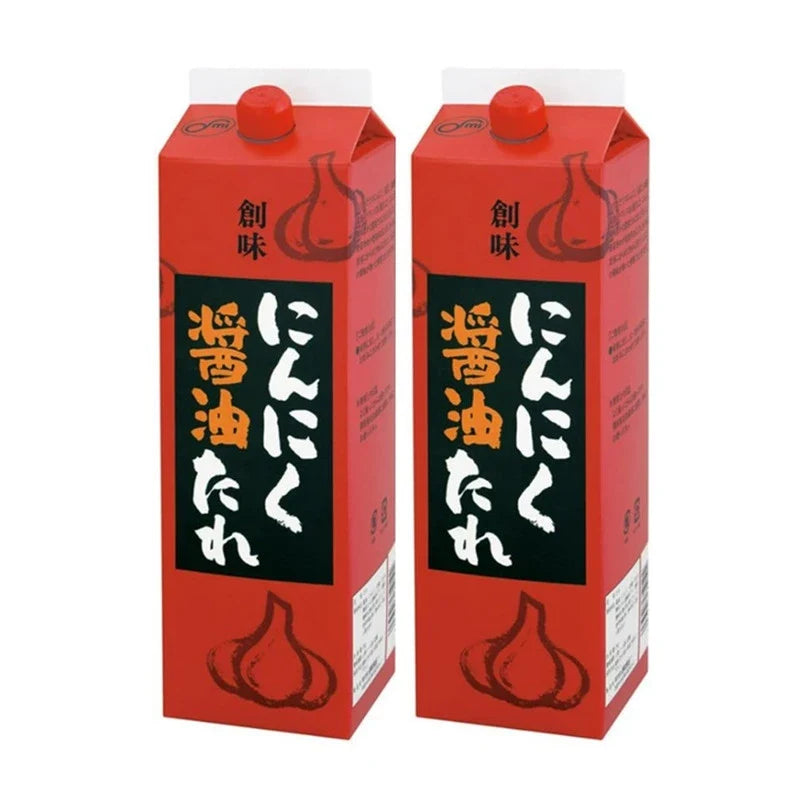 Somi Ninniku Shoyu Tare garlic-flavored soy sauce with grated garlic in a jar, ideal for Asian cooking and marinades.