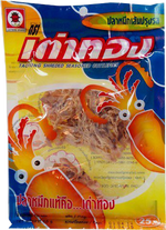 Shredded cuttlefish snack by Taothong, a popular seafood confectionery with dried, shredded seafood pieces for snacking.