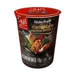 Pack of six Kindee Pad Thai Cup 58g dry grocery noodles in a clear plastic cup with visible noodles and seasoning.