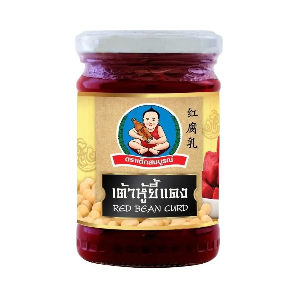 Deksomboon Red Bean Curd 250g jar showing the red bean curd product with label and lid, used in Asian cuisine cooking.