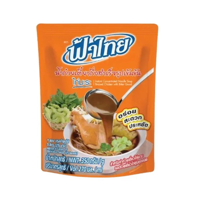 Fathai Instant Concentrated Noodle Soup with bitter gourd and chicken, dry grocery product, in a sealed package.