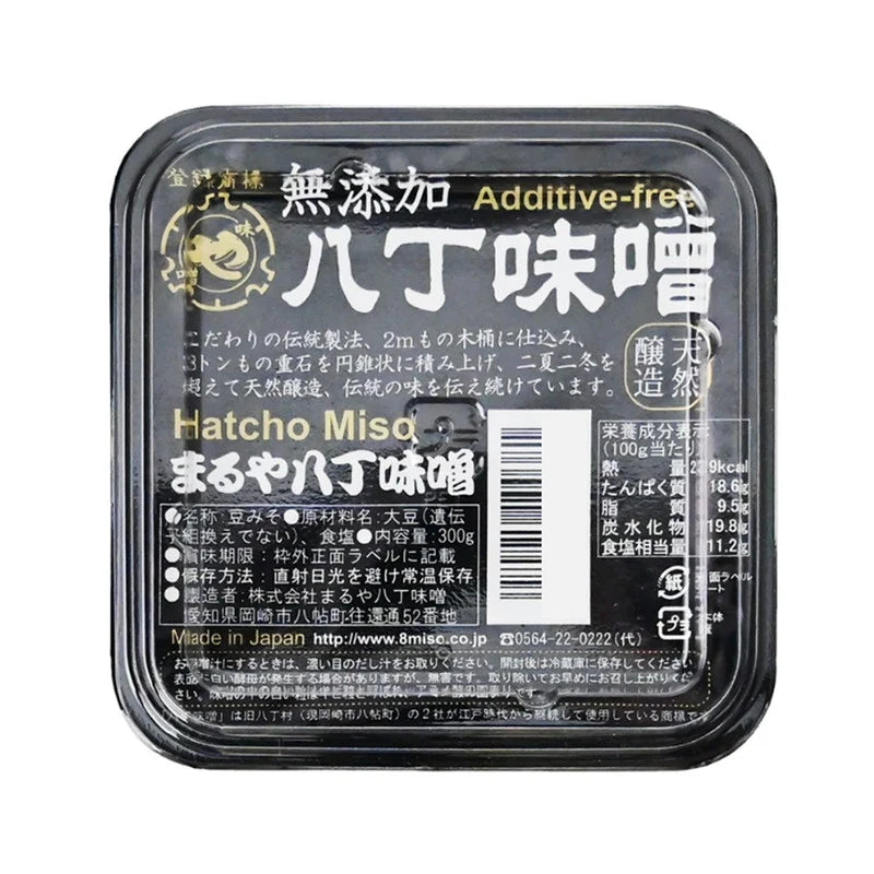 Maruya Hatcho Mutenka Miso additive-free, non-GMO dry grocery product with traditional Japanese miso paste packaging.