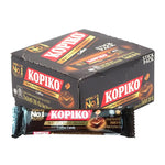 KOPIKO Coffee Candy 24g packet, popular dry grocery snack with sweet coffee flavor, stacked in a box for resale.
