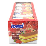 Ellse Raspberry Layer Butter Cake 15g snack pack, individually wrapped, featuring rich butter cake with raspberry flavor, 24 pieces.