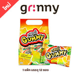 Grinny Pectin Gummy Star Lime and Orange flavor, 15g snack candies, colorful star-shaped gummies in a clear package