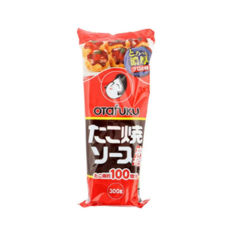 Otafuku Takoyaki Sauce 300g bottle, Japanese dry grocery condiment with dark, savory sauce for takoyaki and other dishes