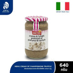 Jar of Menu Cream Champignons Truffle, gourmet mushroom and truffle cream in a dry grocery product image.