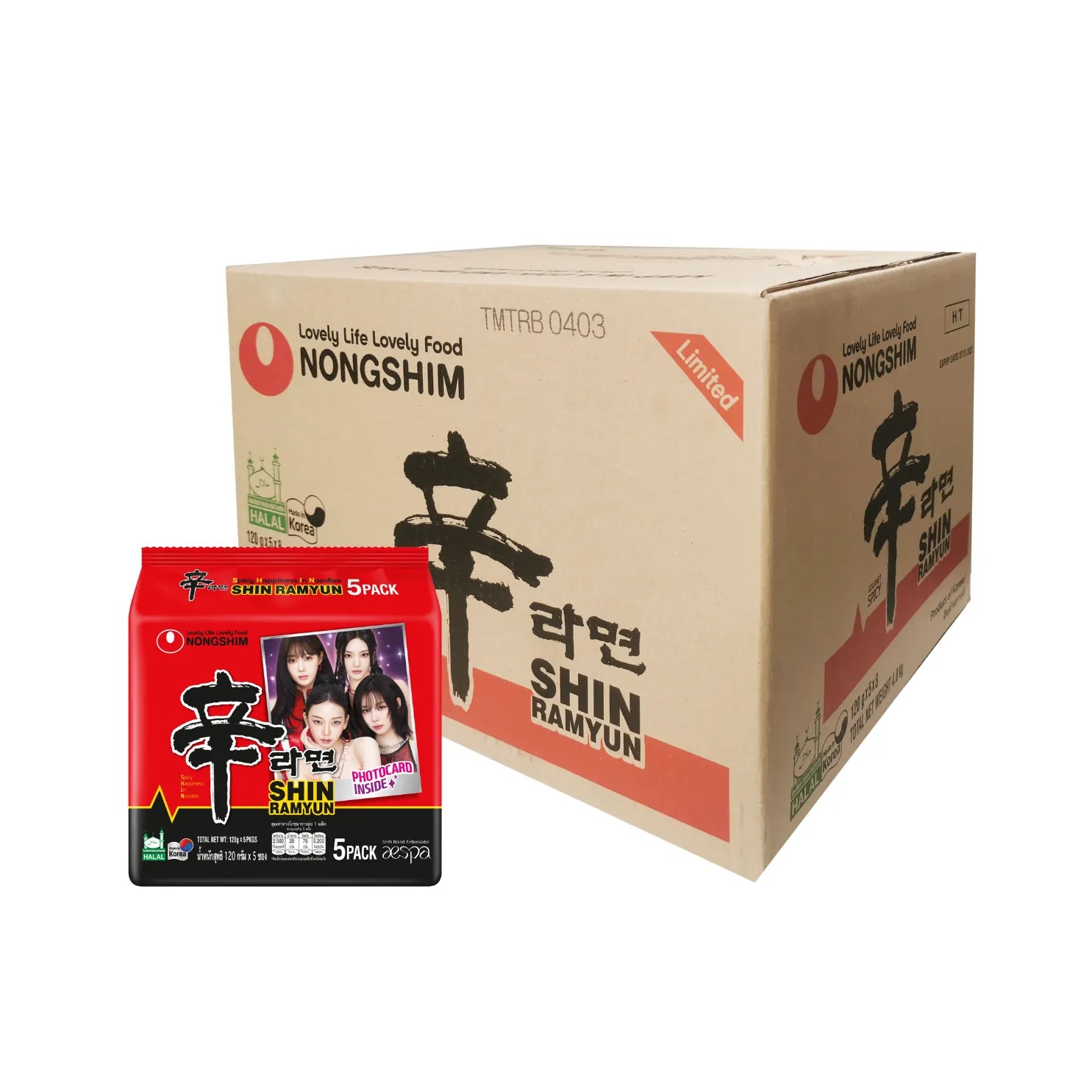 Nongshim Shin Ramyun dry grocery instant noodle pack with spicy broth flavor and vibrant packaging.