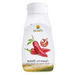 Doi Kham Chili Sauce bottle with red chili peppers and label, available in grocery stores for spicy Asian cuisine.