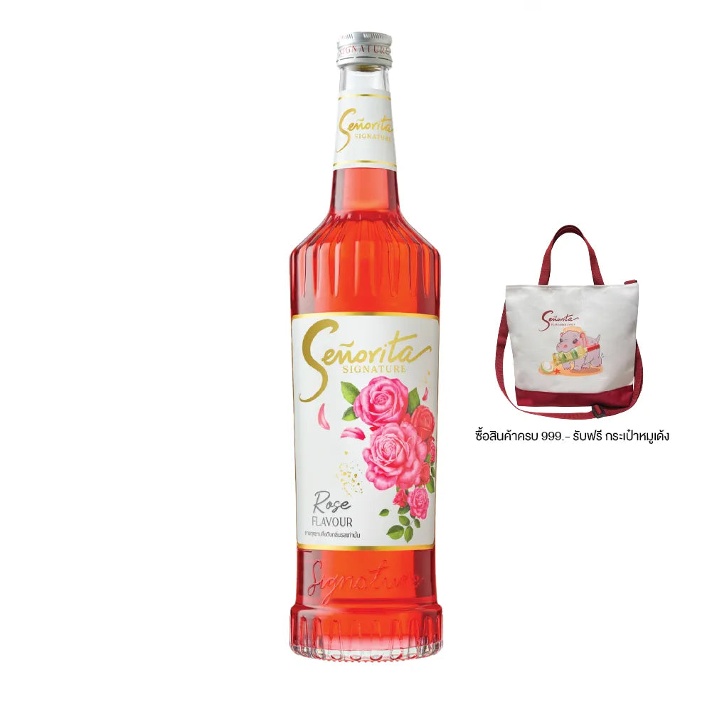 Senorita Signature Rose Flavored Syrup 720ml bottle, ideal for beverages and desserts, in clear view with label details.