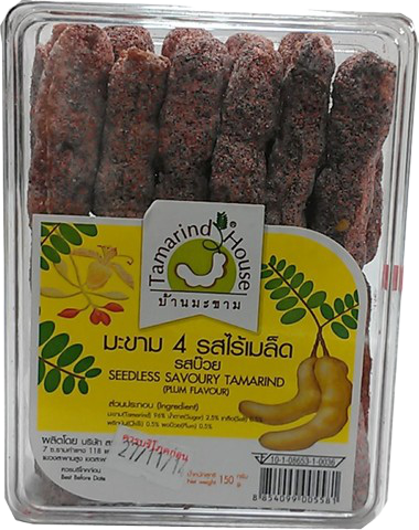 Seedless Tamarind House Snack with savory tamarind plum flavor, popular confectionery treat in a colorful package