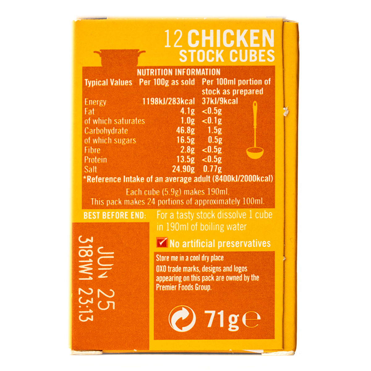 Oxo chicken cubes in a transparent package, highlighting the flavorful cooking ingredient for soups and recipes.