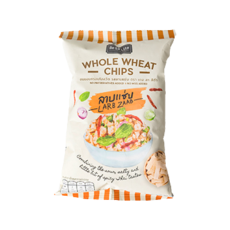 De La Lita Whole Wheat Chips Larb, Thai-style confectionery snack with crispy, seasoned larb flavor and whole wheat chips.