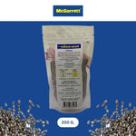 Mcgarrett Chia Seeds 200g in a clear plastic bag, showing small grayish seeds suitable for healthy recipes and smoothies.