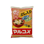 Marukome Ikkyu-San Dashi Miso White Koshi with Soybean in a dry grocery package, featuring a white miso paste with soybeans.