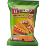 El Charro 4-inch taco shells for grocery, crispy corn taco shells ready for filling and serving.