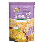 Koob Tei deep fried peeled and chopped garlic for cooking, in a clear container showing golden-brown garlic pieces.
