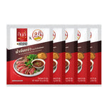 Kindee Jaew Sauce Powder 30g x5 packs, dry grocery product with vibrant red seasoning powder in clear packaging.