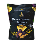 Aroma Truffle Potato Chips with Parmesan flavor, crispy snack in a bag, showcasing the flavorful chips with seasoning on the surface.