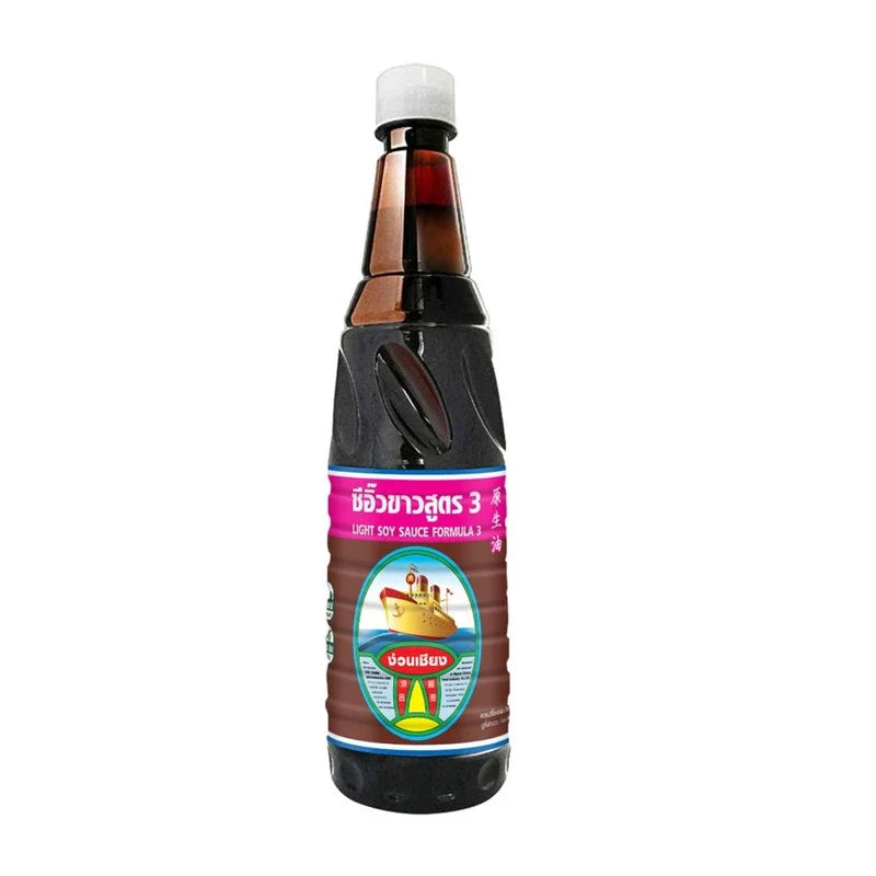 Bottle of Nguan Chiang Soy Sauce Formula 3 in 630ml bottle, popular dry grocery soy sauce by NGUAN CHIANG.