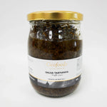 GEO Foods Truffle Sauce 500g jar, dry grocery product with a dark, rich sauce inside a glass jar, ready to enhance dishes.