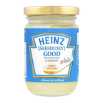 Heinz Reduced Fat Mayonnaise jar showing label and creamy texture, ideal for healthy sandwich spreads and salads.