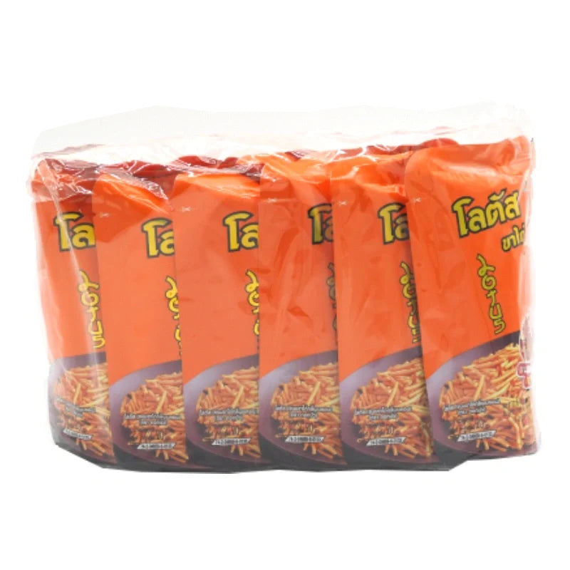 Lotus Stick Bacon Biscuit 20g pack, a crispy snack from LOTUS, displayed in a row with multiple packs stacked together.