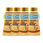 Mitrphol Golden Syrup 300ml bottles, dry grocery product, showing four bottles with golden syrup inside