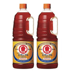 Higashimaru Usukuchi Shoyu soy sauce bottles, 1.8L each, with clear labels and dark soy sauce inside, in a retail setting.