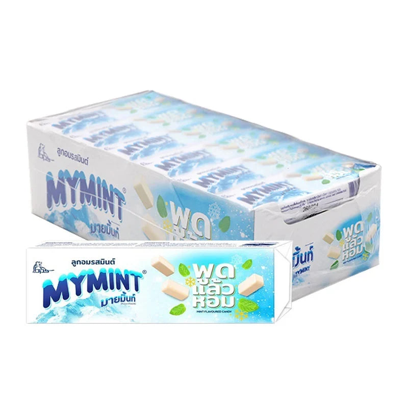 Mymint Soft Candy Mint in 32g pack, a confectionery snack with soft mint candies displayed in the image.