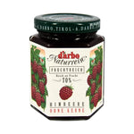 Darbo Raspberry Double Fruit in 200g jar, a dry grocery item with rich raspberry fruit content and vibrant red color.