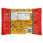 San Remo Penne Macaroni grocery pasta in a clear package, showing golden tubular pasta with ridges for sauce adherence.