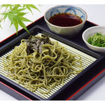 Dried Nisshin Uji Cha Soba noodles in 200g package, traditional Japanese buckwheat soba for cooking or salads.