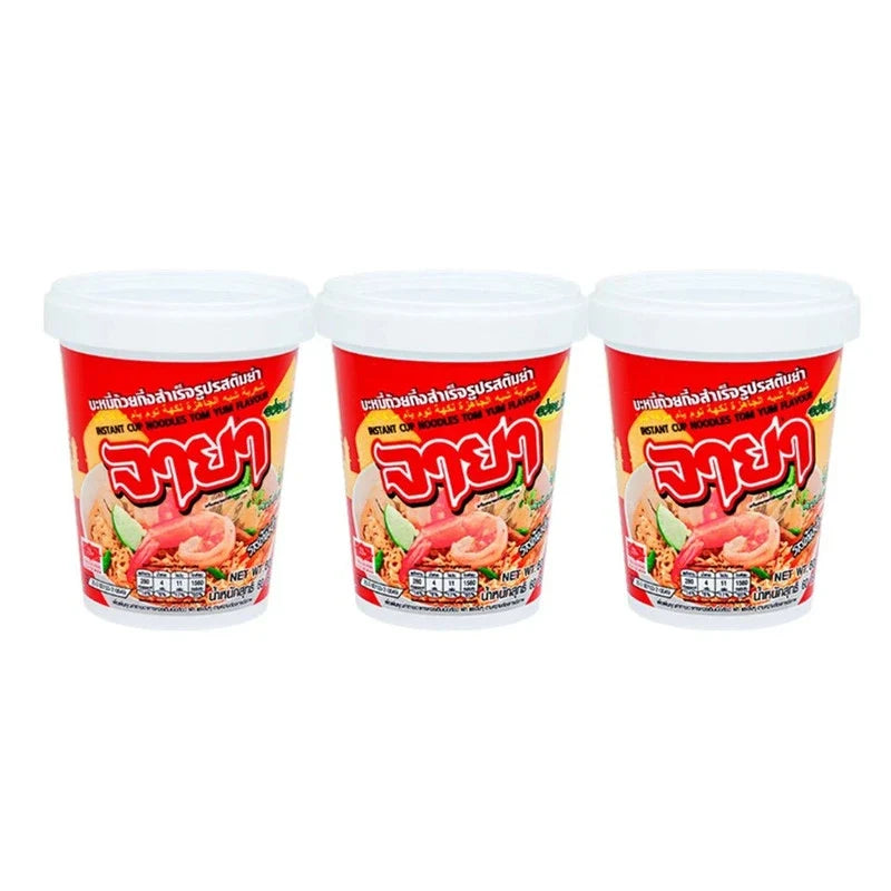 JAYA Jaya Noodle Cup Tom Yum Kung flavor, 60g dry grocery snack with spicy Thai seafood taste in a convenient cup