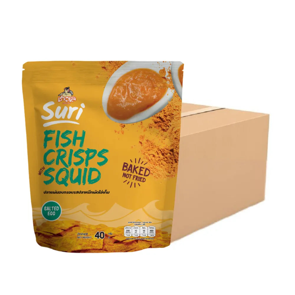 Chaolay Fish Crisps with Squid, 40g snack pack, featuring crispy seafood snack with squid flavor in a colorful packaging.