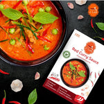 J-LEK Red Curry Paste packets, 250g, dry grocery product, featuring vibrant red Thai curry paste in sealed packets.