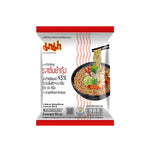 Mama Instant Noodles Tom Yum Kung flavor, sodium reduction formula, dry grocery, ready-to-cook Thai-style noodle package.