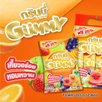 Grinny Variety Fruits Flavour Gelatin Dessert 15g x3 packs, dry grocery snack with colorful fruit-flavored gelatin cubes.