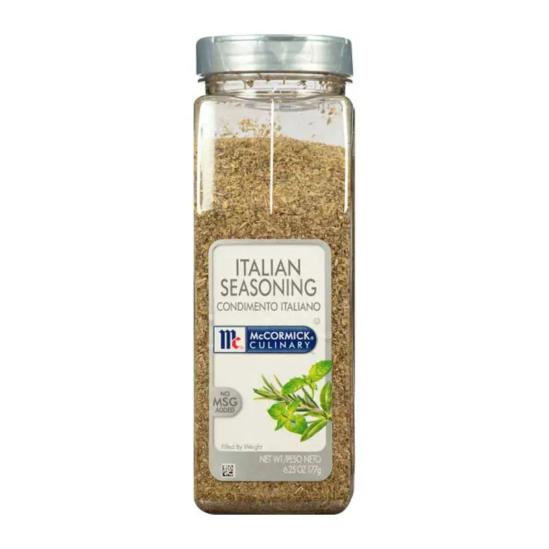 Mccormick Italian Seasoning in a 177g jar, dry grocery spice blend with herbs and spices for cooking Italian dishes.