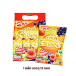 Box of GRINNY variety fruit-flavored gelatin dessert packets, 15g each, in a colorful, unopened snack package.
