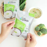 Pure Grain Instant Porridge Vegetable Recipe 35g dry grocery packet with colorful vegetable illustration on packaging.
