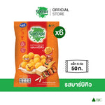 Barbecue flavored Dozo Rice Ball snack in 50g package, crispy confectionery snack with rice and savory seasoning.