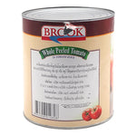 Brook Whole Peeled Tomatoes in Juice, 2.93kg, dry grocery product with whole tomatoes in a transparent jar.
