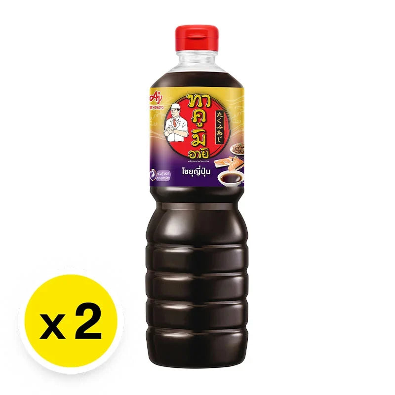 Takumi Aji Shoyu Soy Sauce 1L bottle, Japanese-style dark soy sauce, shown in a pair of 1-liter bottles for dry grocery use